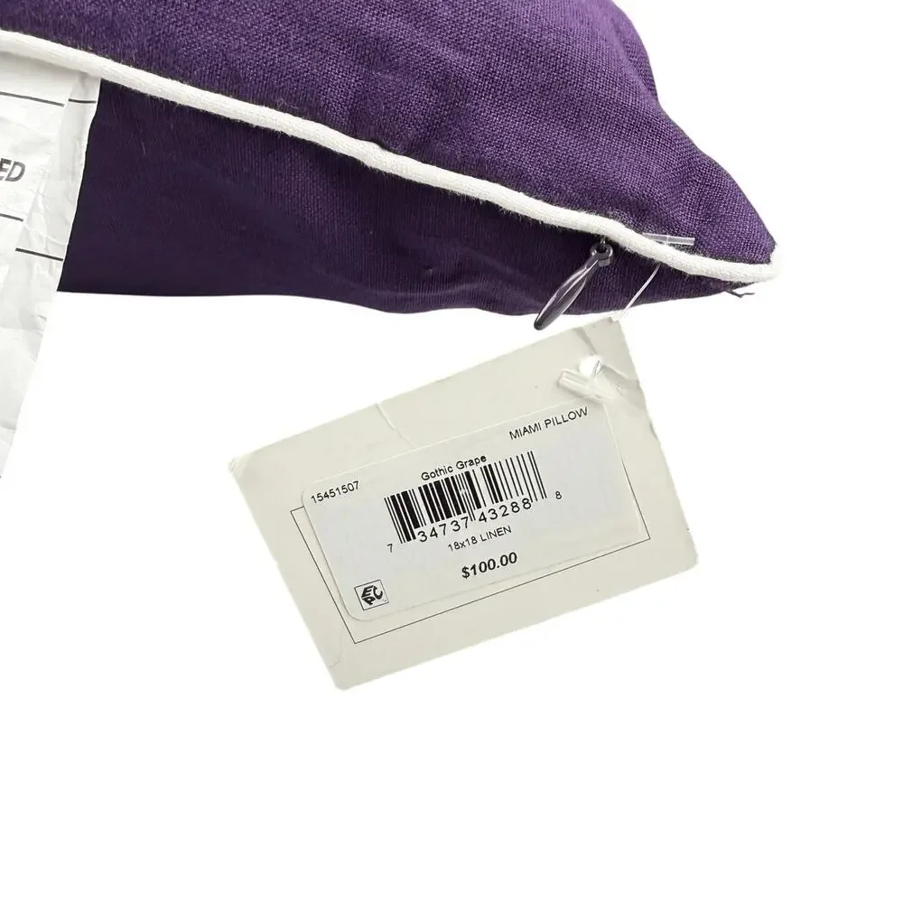 NWT LACOSTE Miami 100% Linen Decorative Pillow 18